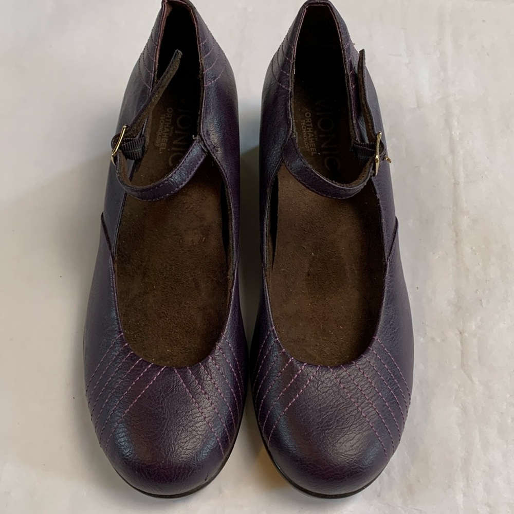 Vionic Mary Jane Wedge Platform Shoes 7.5 Purple